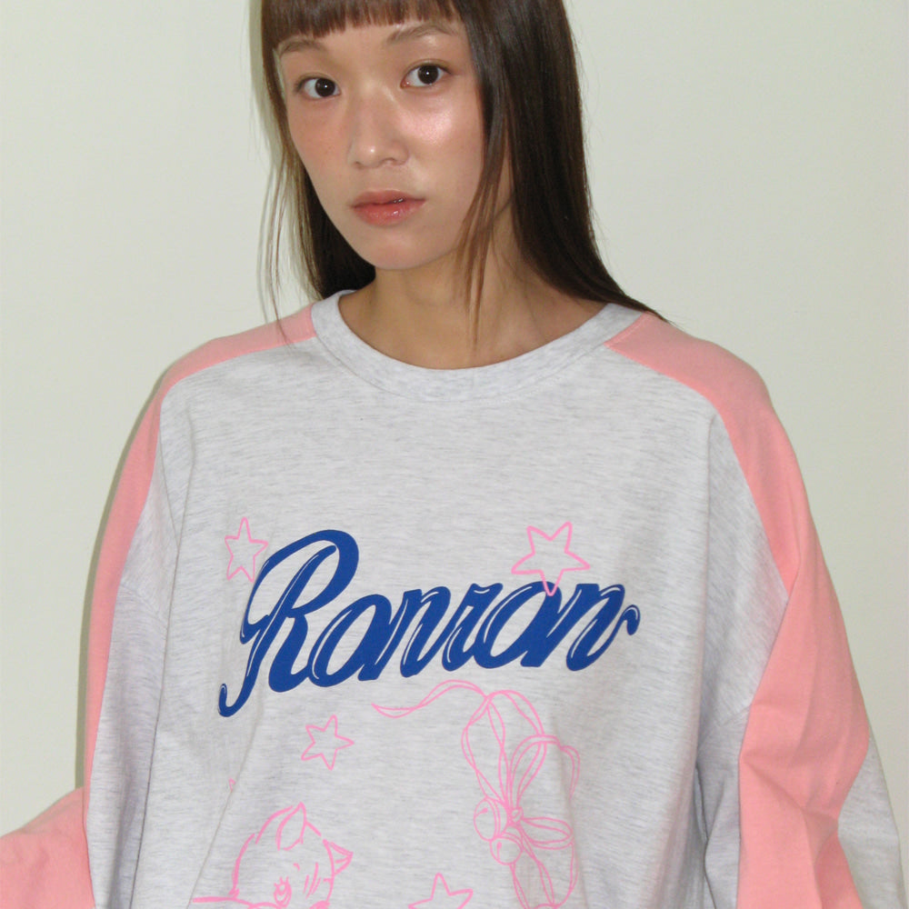 RONRON COLORED CRAYON CAT LONG SLEEVE WHITE MELANGE – SeoulSeoul