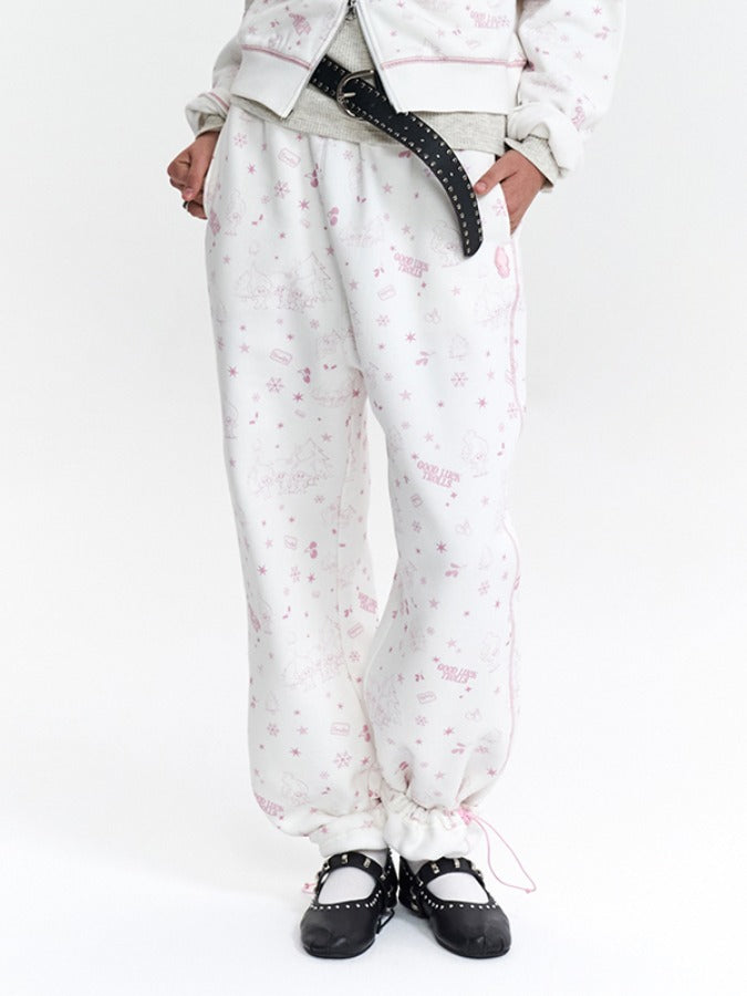 ★KIRSH★TROLLS VINTAGE GRAPHIC NAPPING WIDE JOGGER PANTS KIRSH TROLLS VINTAGE GRAPHIC NAPPING WIDE JOGGER PANTS WHITE