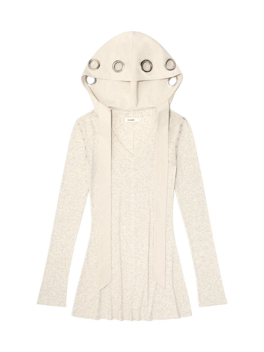GLOWNY LAYER LUV HOODIE DRESS (OATMEAL) M GLOWNY LAYER LUV HOODIE DRESS (OATMEAL) M