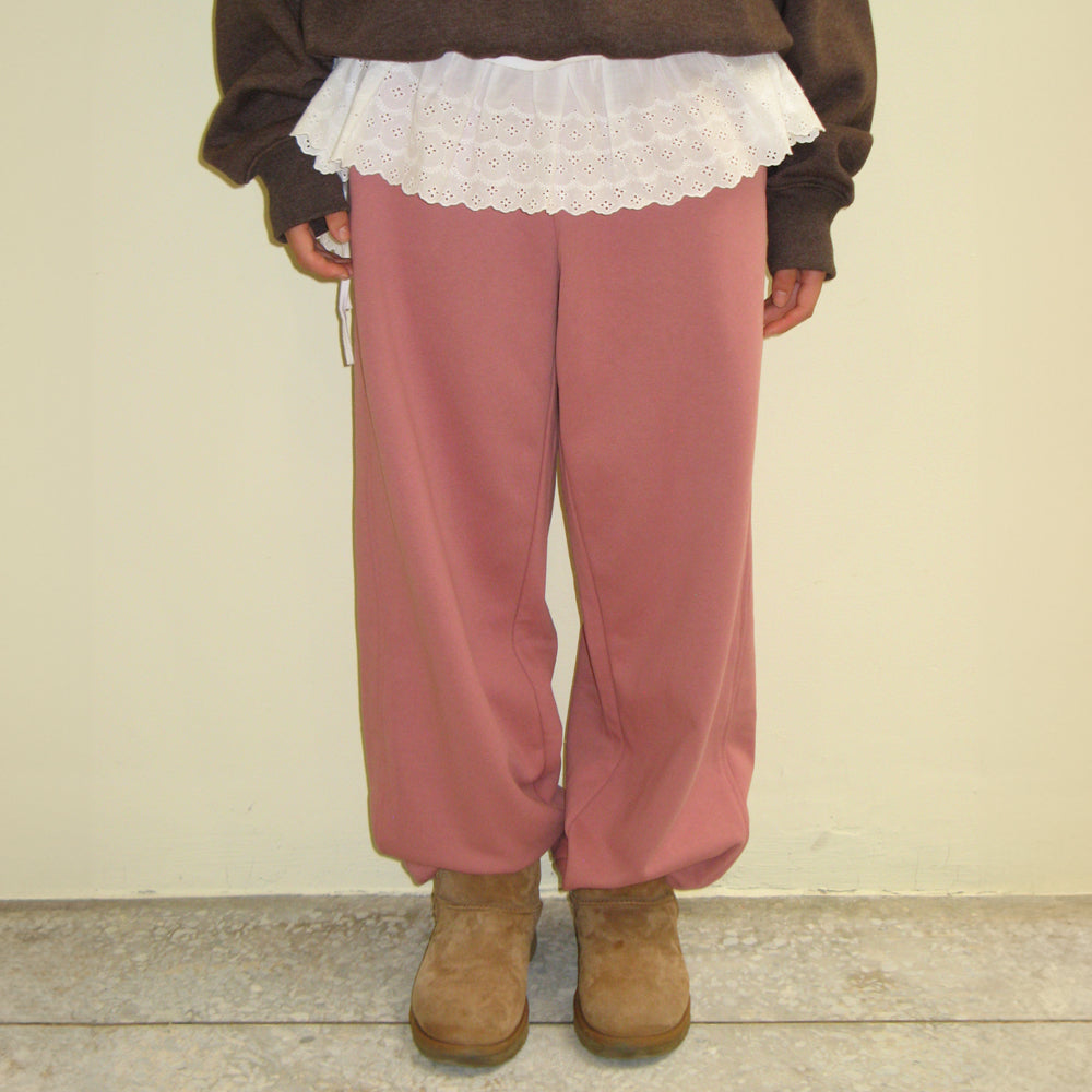 RONRON BACK HEART STITCH POCKET SWEAT JOGGER PANTS DUSTY