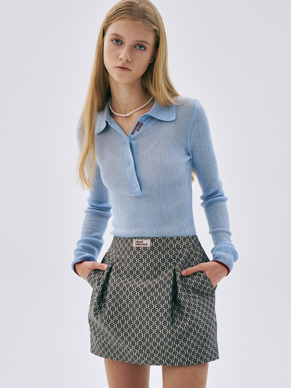 ★MARDI MERCREDI★MINI PEGGED SKIRT FLOWER MARDI MINI PEGGED SKIRT FLOWER JACQUARD_PURPLE – SeoulSeoul