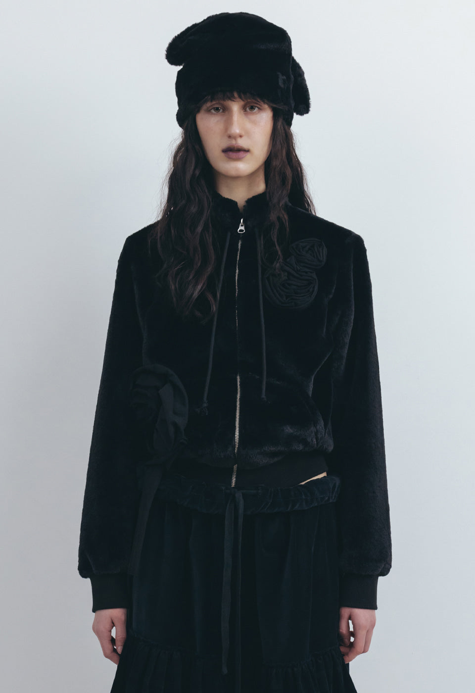 OPEN YY FLEECE APPLIQUÉ ZIPUP JACKET, BLACK – SeoulSeoul