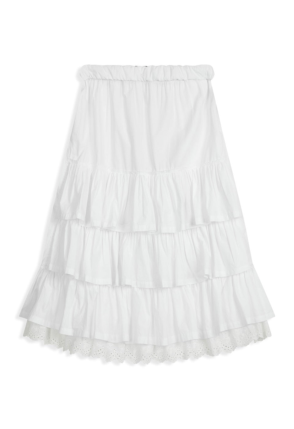★OPEN YY★ ROLLED WAIST TIERED SKIRT OPEN YY ROLLED WAIST TIERED SKIRT, WHITE – SeoulSeoul