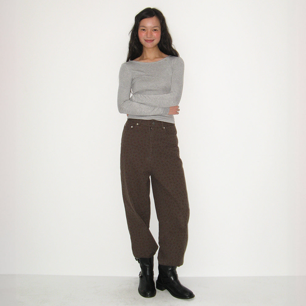 RONRON ♥ HEART LEOPARD STRAIGHT PANTS/追跡付 RONRON HEART LEOPARD STRAIGHT PANTS CHARCOAL BROWN – SeoulSeoul