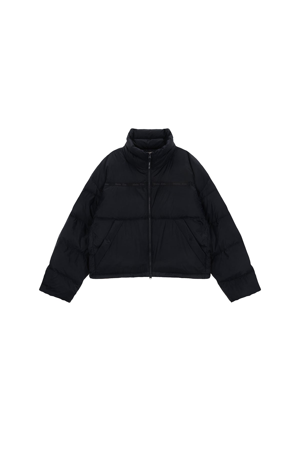★MATIN KIM★LOGO TAPING PUFFER DOWN JUMPER FOR MEN★ MATIN KIM LOGO TAPING PUFFER DOWN JUMPER FOR MEN IN NAVY