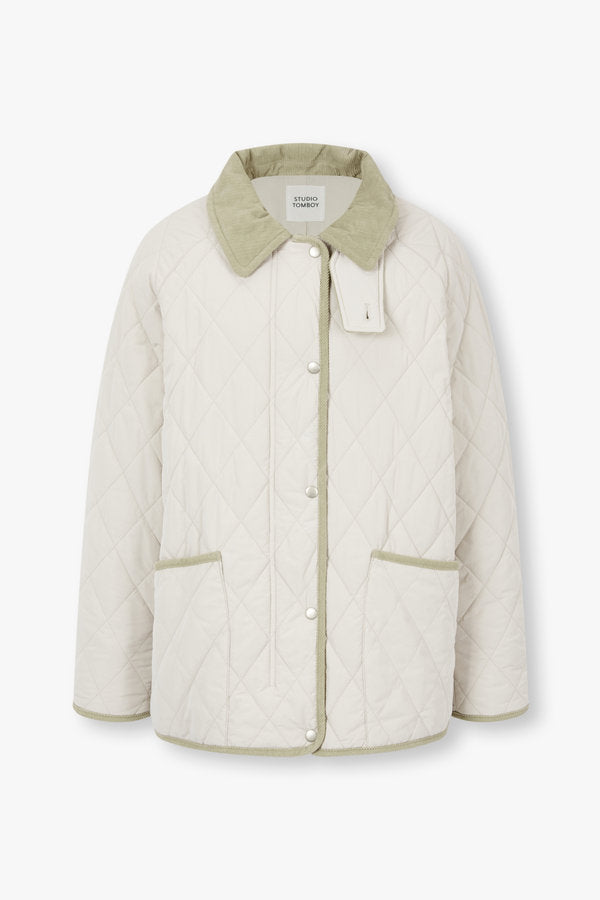 【BAON】[unisex] Bendimo Two Way Quilted Corduroy Jumper Moss Quilted Jumper