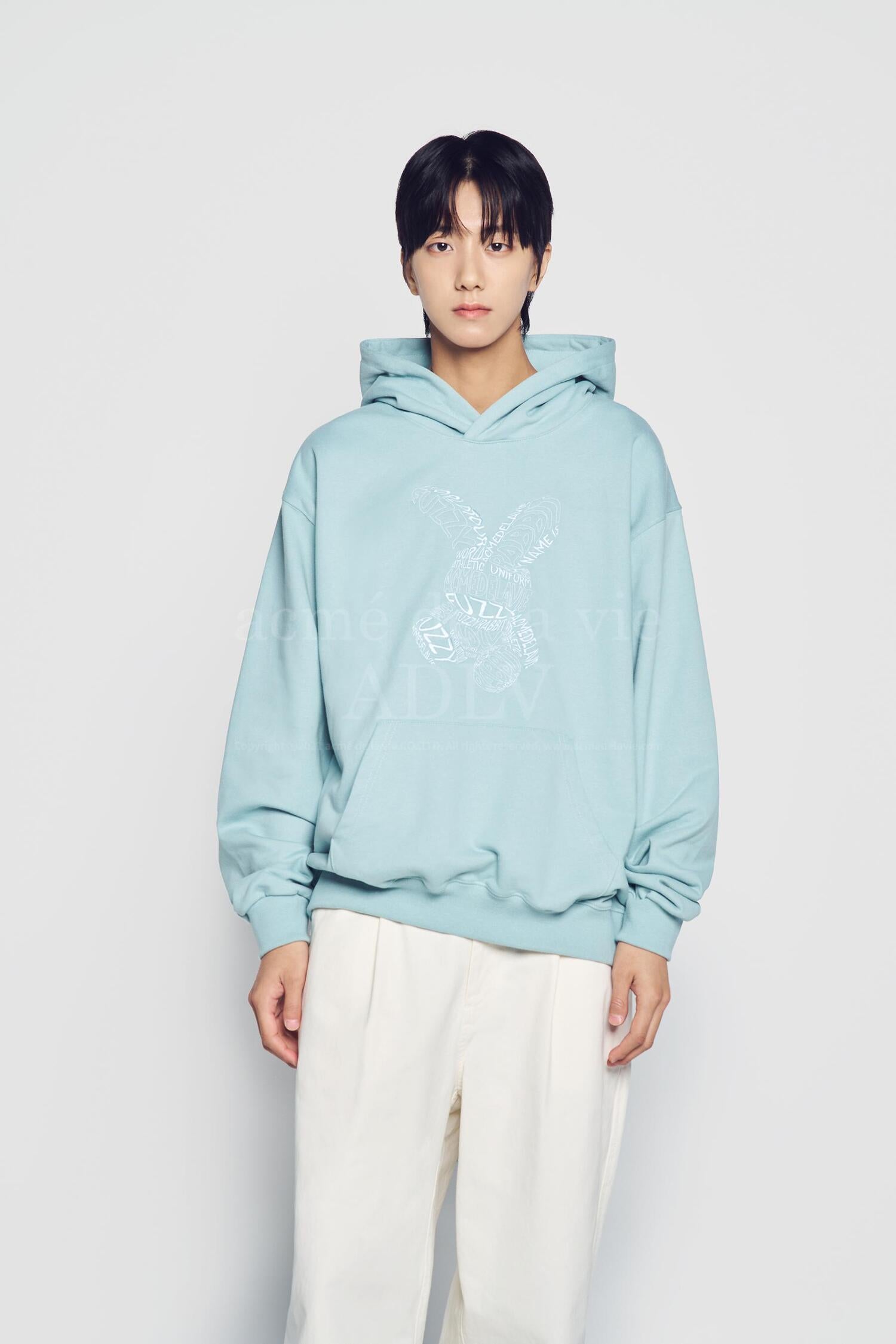 acmé de la vie ADLV LETTERING RABBIT HOODIE DARK MINT – SeoulSeoul