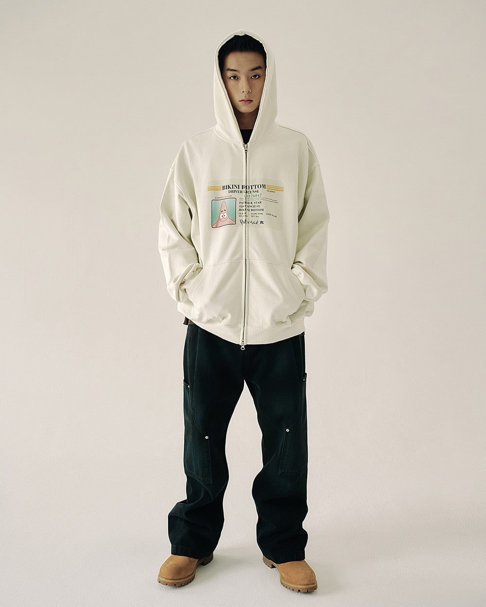 ADLV x SpongeBob Driver License Zip-Up Hoodie - Ivory | Authentic