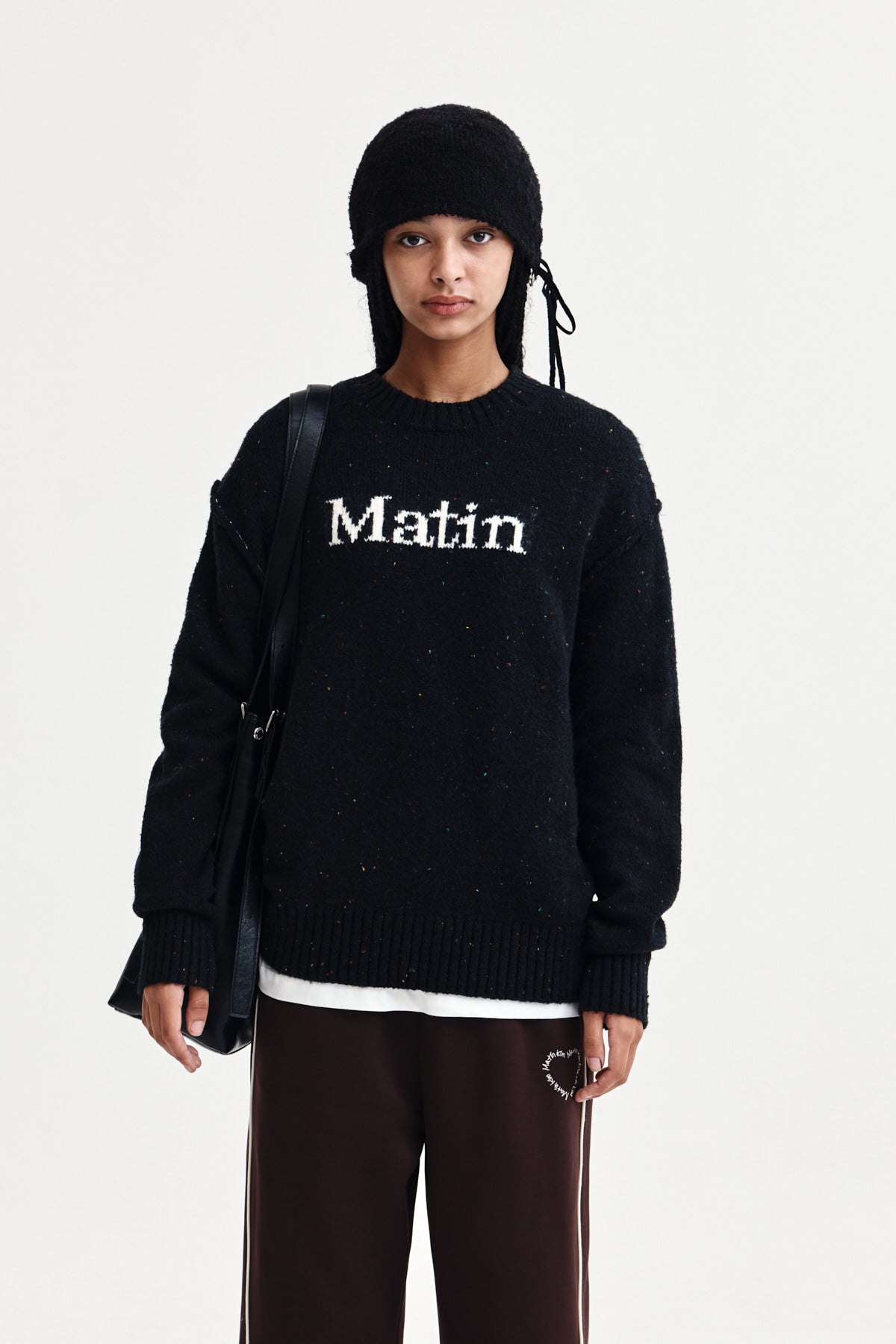 MATIN KIM MATIN MIXED YARN KNIT PULLOVER IN DARK NAVY – SeoulSeoul