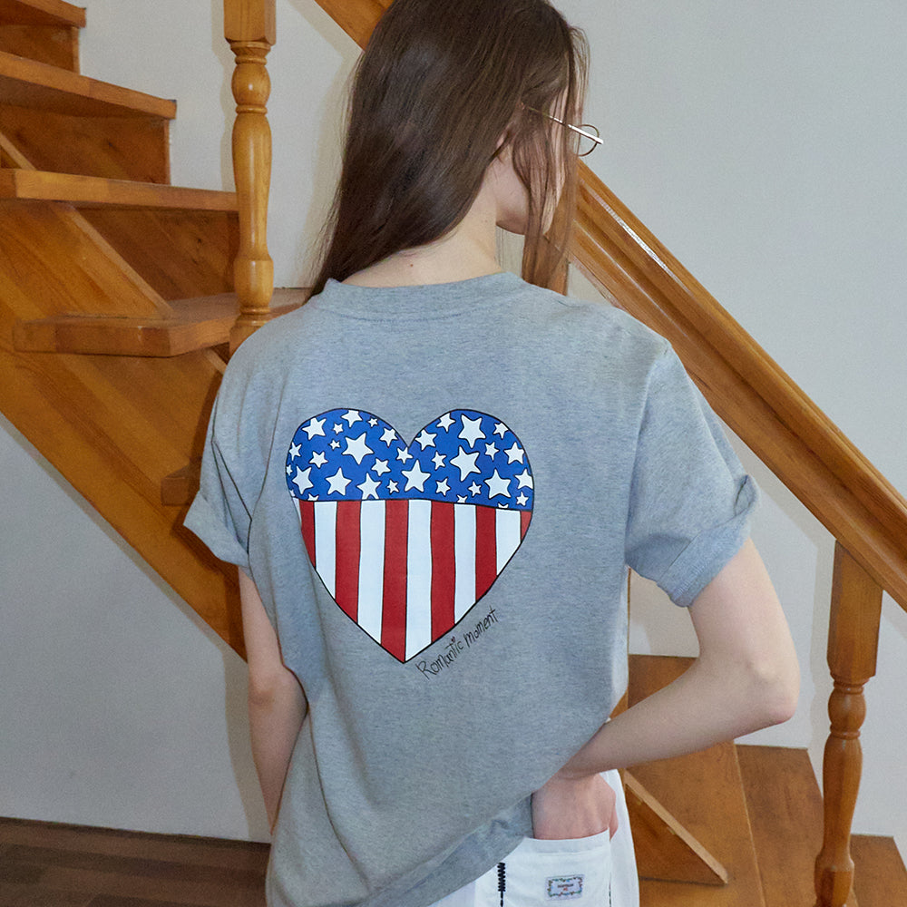 25SS【RONRON】STAR LOGO BASIC FIT 半袖Tシャツ RONRON AMERICAN HEART BASIC FIT T SHIRT GREY – SeoulSeoul