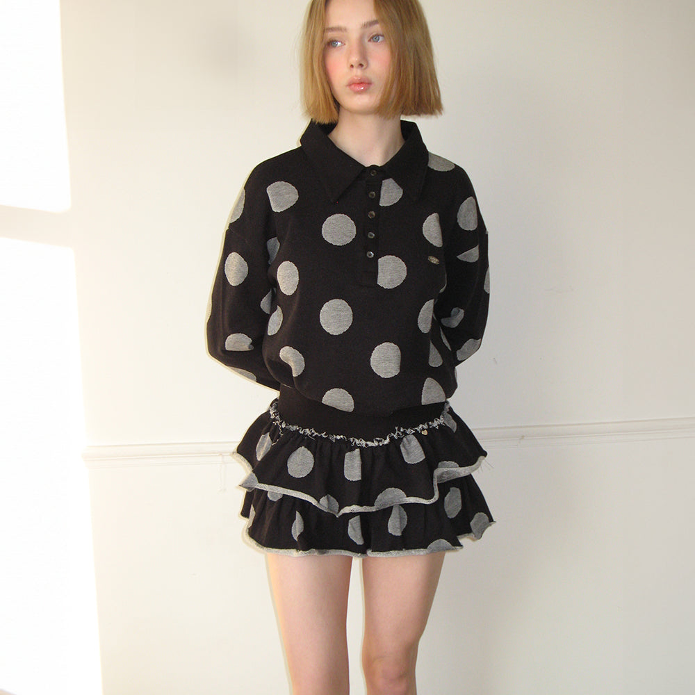 ★RONRON★ IRREGULAR RUFFLE PANTSKIRT BLACK GREY RONRON BIG DOT CANCAN RUFFLE PANTSKIRT BLACK – SeoulSeoul