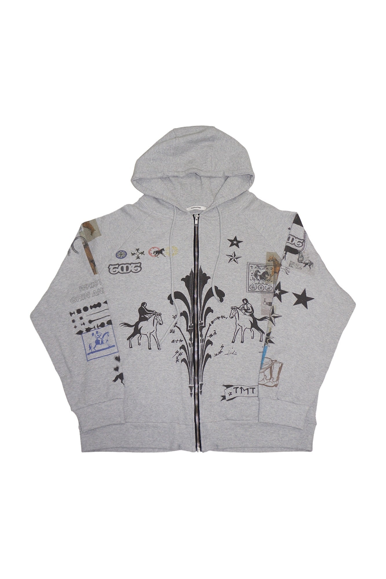 TOOMUCHTAX Tarot Waffle ジップアップ パーカー toomuchtax PRINTED WAFFLE ZIP-UP HOODIE (GREY) – SeoulSeoul