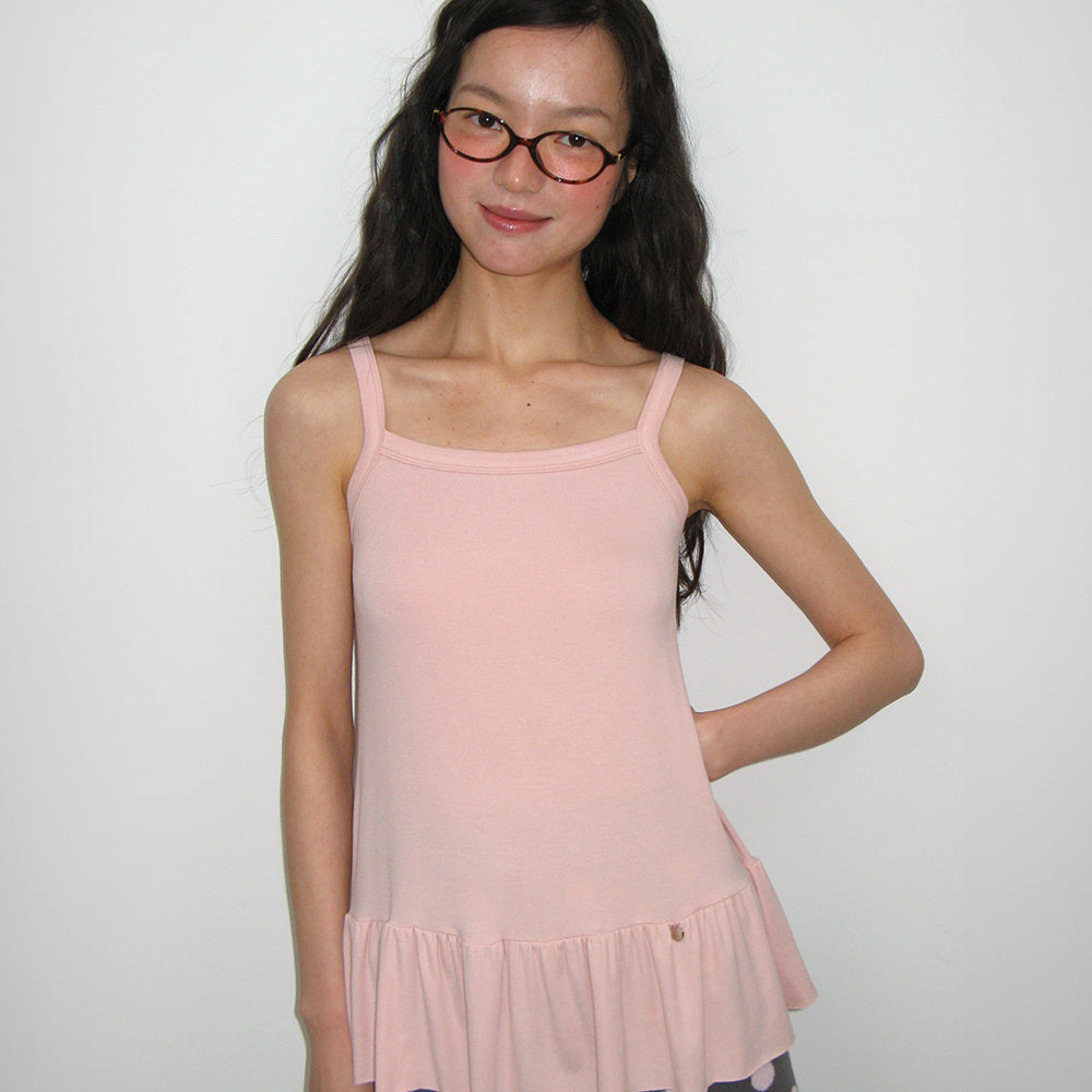 春の人気【RONRON】 PENDANT RUFFLE LAYERED SLIM LONG SLEEVE RONRON PENDANT RUFFLE LAYERED SLIM SLEEVELESS SOFT BLUE