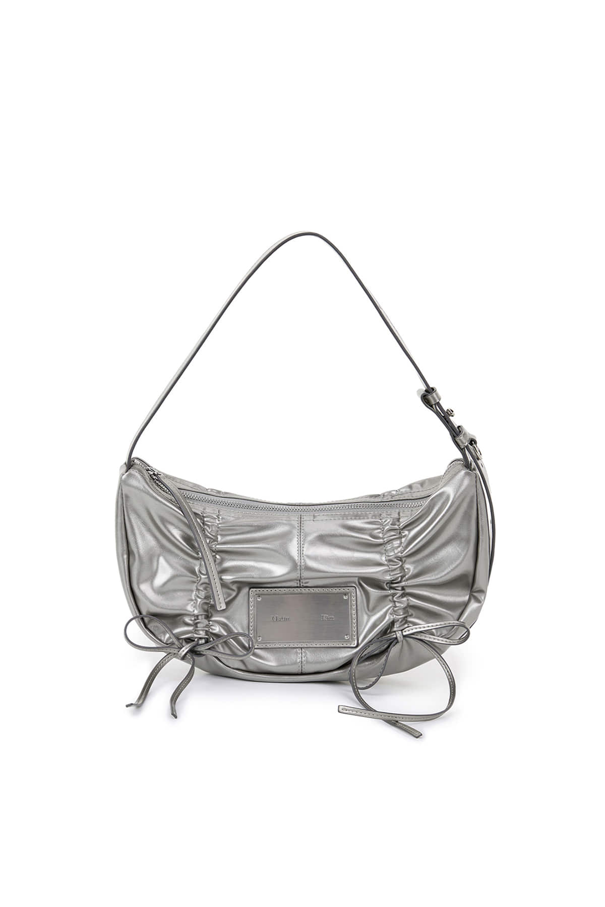 MATIN KIM HALF SHIRRING RIBBON ROUND BAG IN DARK SILVER – SeoulSeoul