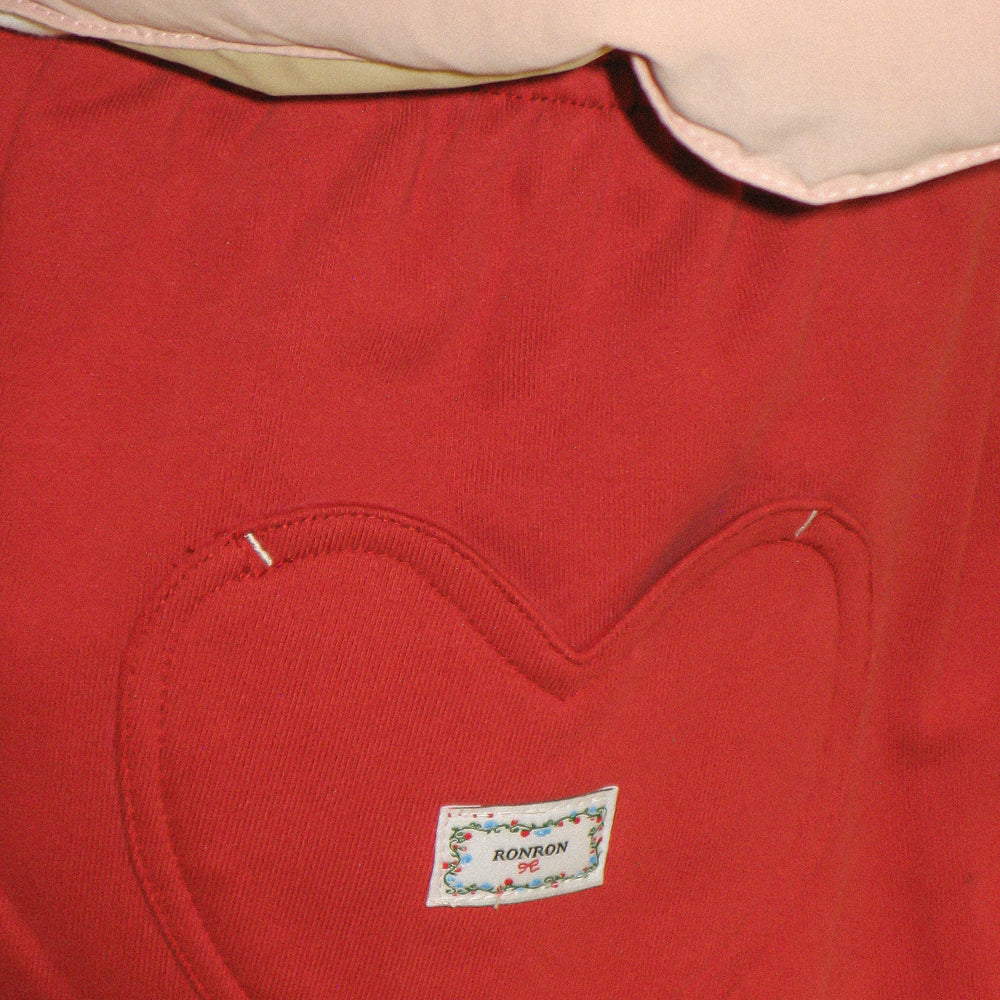 RONRON BACK HEART STITCH POCKET SWEAT JOGGER PANTS RED