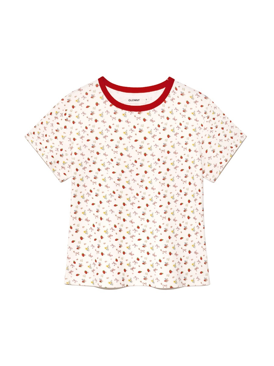 【GLOWNY】SET UP WILD BABY TEE (STRAWBERRY BOW) R6640 GLOWNY WILD BABY TEE (STRAWBERRY BOW) – SeoulSeoul