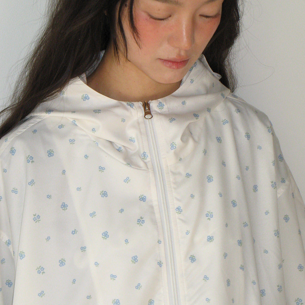 ★RONRON★ HOODED WINDBREAKER JUMPER BLUE FLOWER RONRON HOODED WINDBREAKER JUMPER BLUE FLOWER – SeoulSeoul
