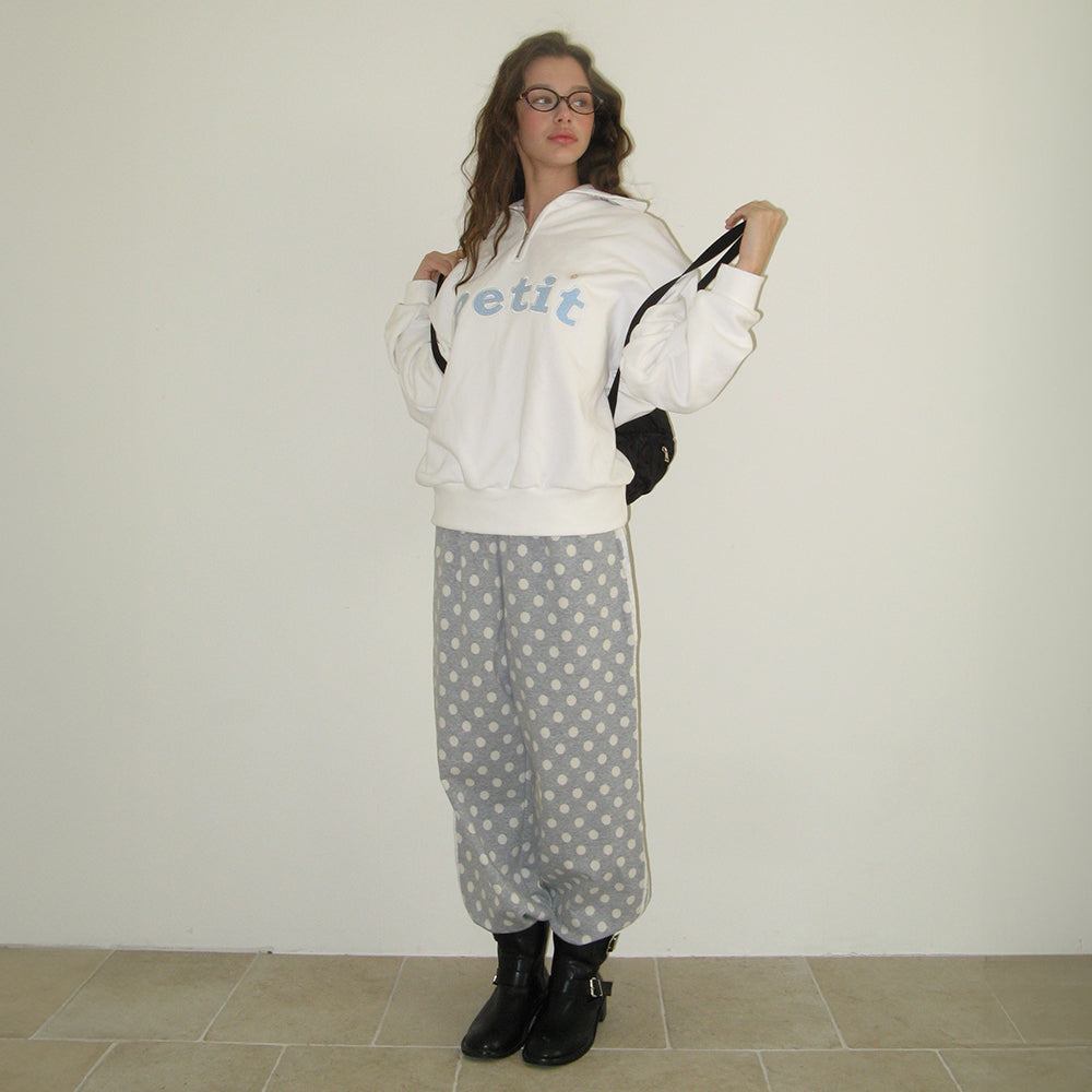 セットアップ RONRON STAR BUTTON PETIT APPLIQUE SWEATSHIRTS GREY RONRON STAR BUTTON PETIT APPLIQUE HALF ZIP UP SWEATSHIRTS