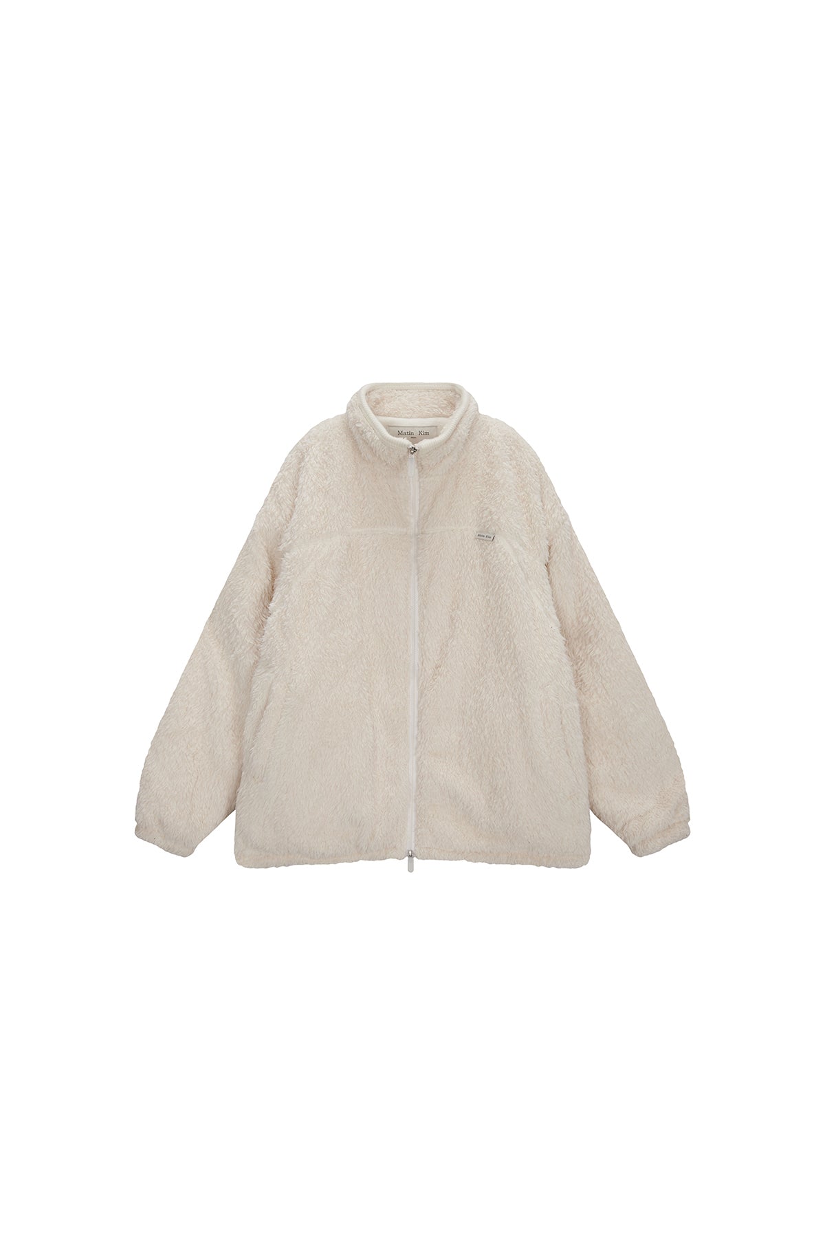 フリースジャケット [MATINKIM]back logo fleece jumper for women in ivory MATIN KIM BACK LOGO FLEECE JUMPER FOR WOMEN IN IVORY