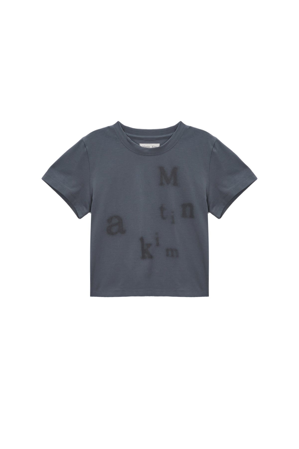 ★Matin Kim★ BLURRED LOGO CROP TOP IN CHARCOAL MK2400TS057M MATIN KIM BLURRED LOGO CROP TOP IN CHARCOAL – SeoulSeoul