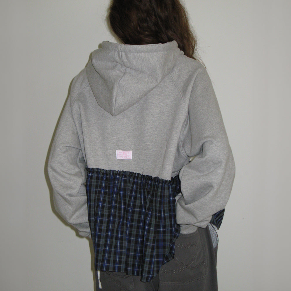 RONRON PENDANT CHECK CANCAN FRILL HOODIE GREY – SeoulSeoul