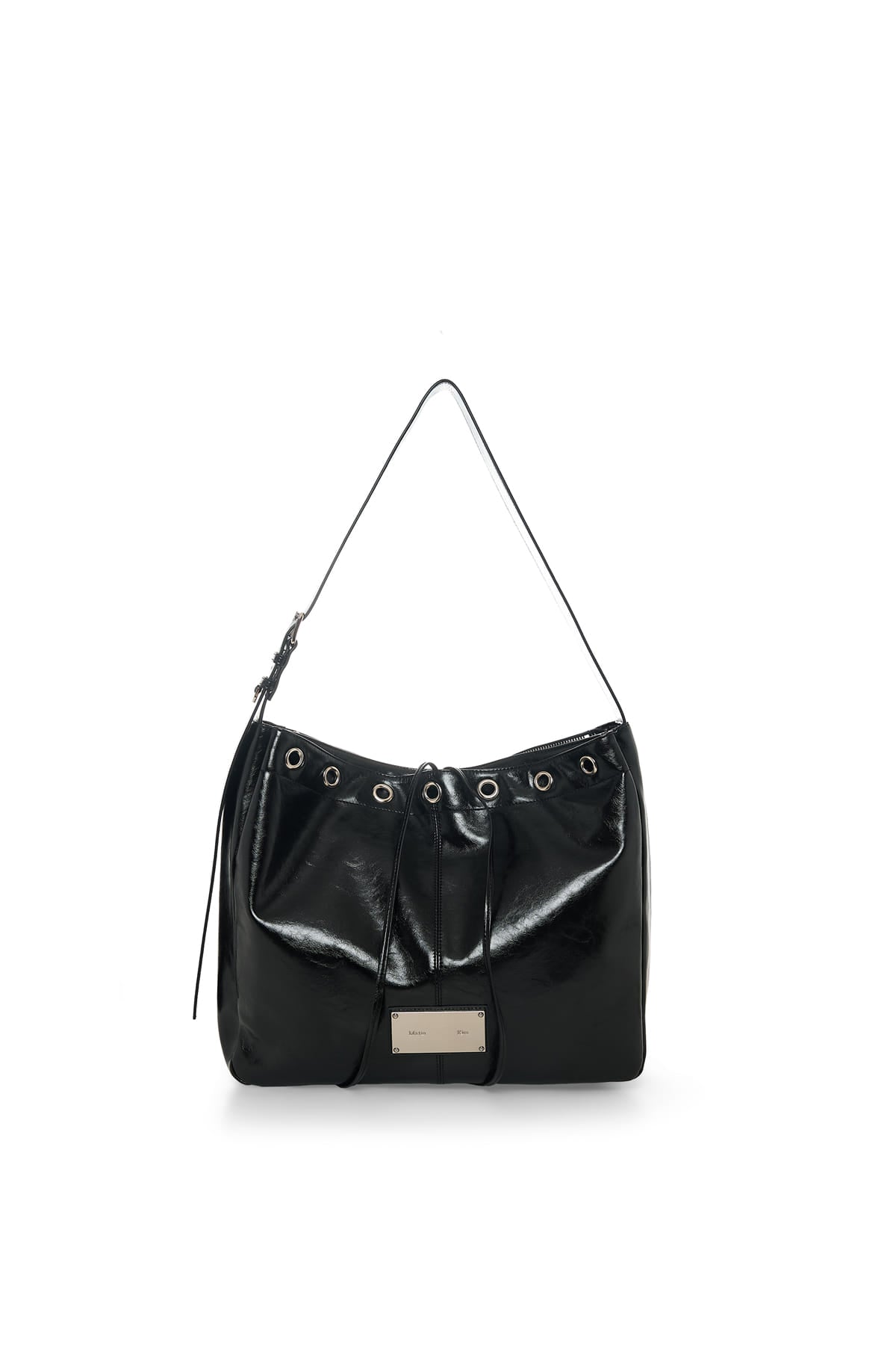 MATIN KIM MATIN EYELET POINT LAYERED BIG SHOULDER BAG IN BLACK