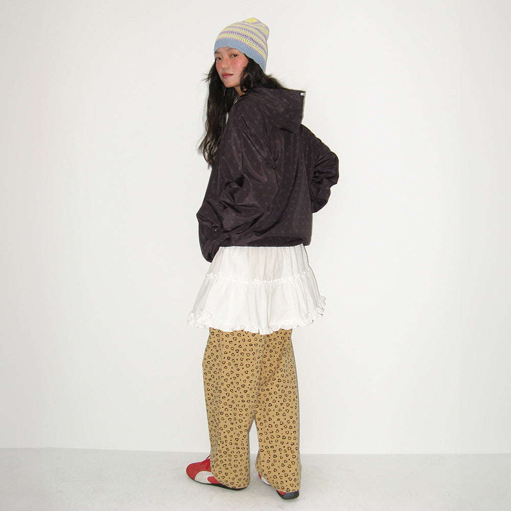 ◇RONRON◇ SHIRRING WIND JUMPER BLACK RONRON HOODED WINDBREAKER JUMPER BLACK DOT – SeoulSeoul