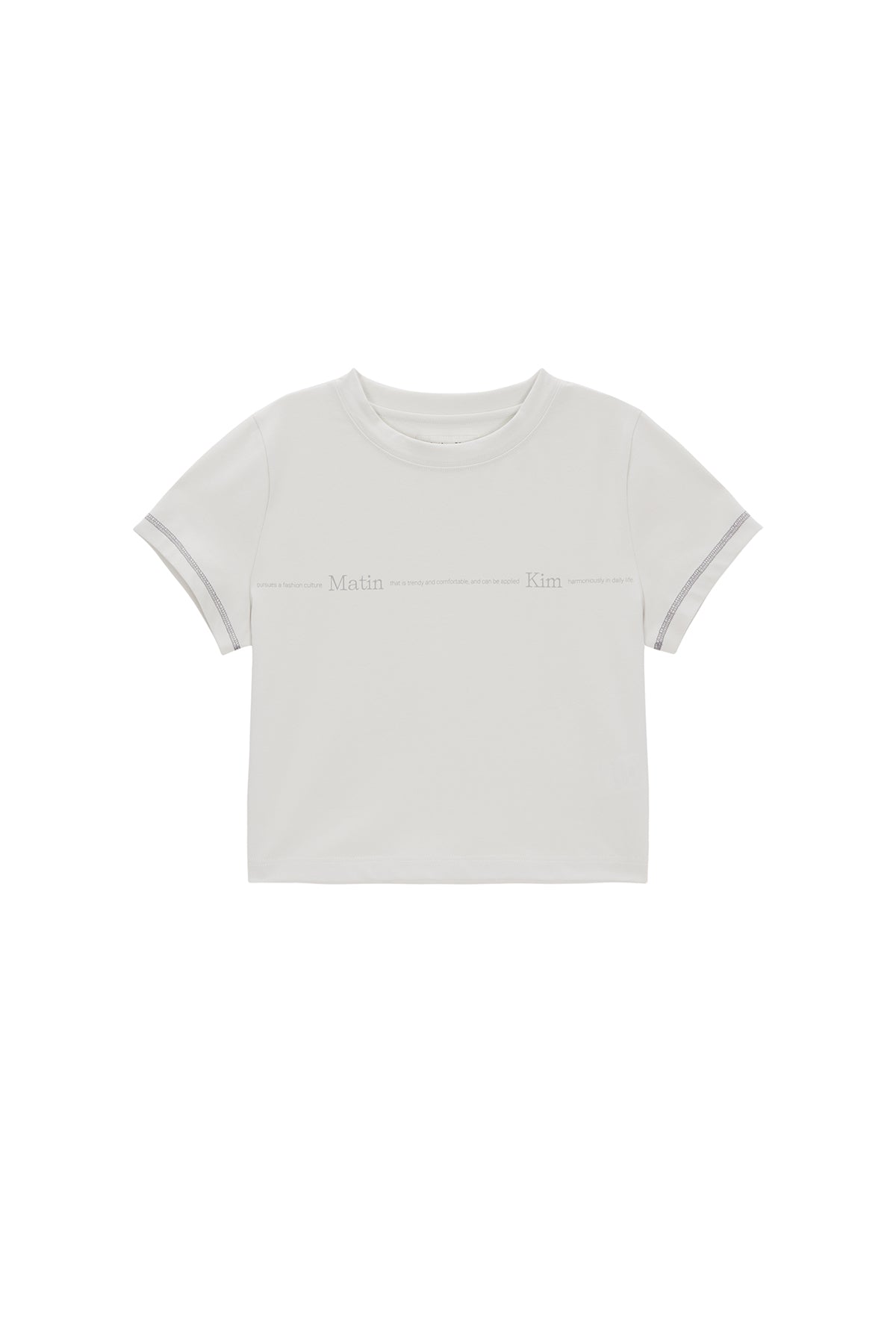 MATIN KIM SMALL LINE LOGO STITCH CROP TOP IN LIGHT GREEN