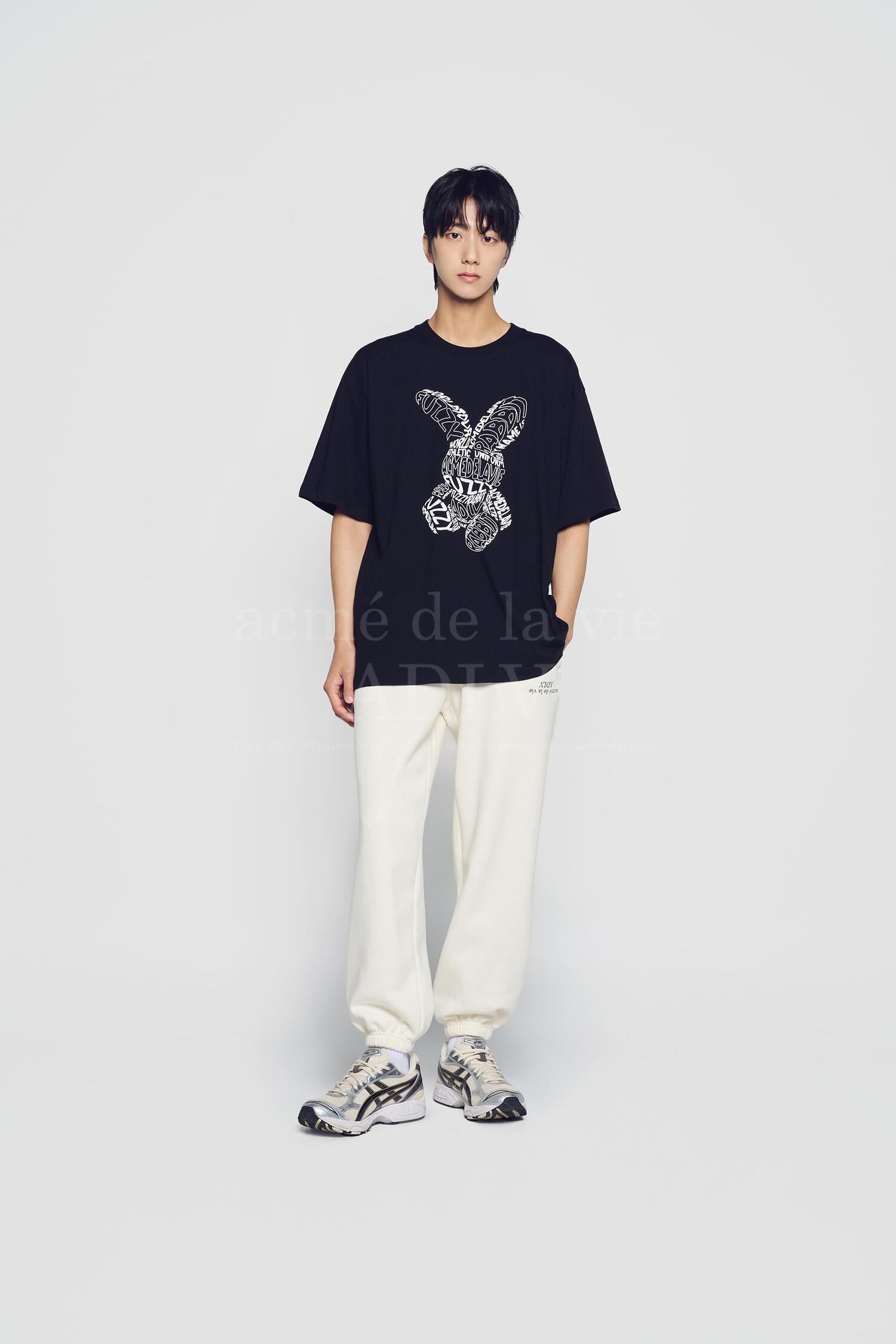 Tシャツ・カットソー ACME DE LA VIE LETTERING RABBIT SHORT SLEEVE T-SHIRT acmé de la vie ADLV LETTERING RABBIT SHORT SLEEVE T-SHIRT