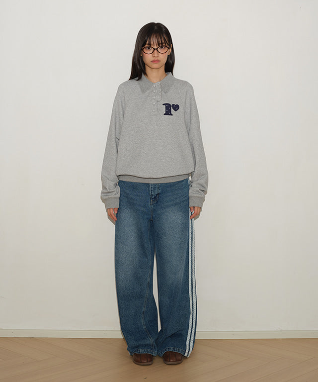RONRON DOT R FRILL COLLAR SWEATSHIRT GREY – SeoulSeoul