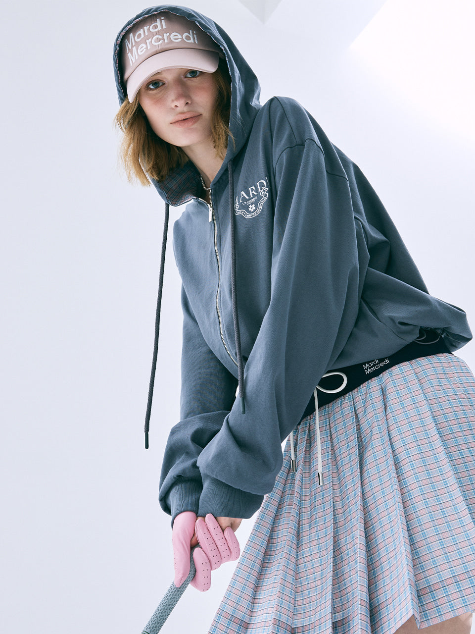 MARDI ACTIF REVERSIBLE CHECK HOODIE JUMPER CLASSIQUE_CHARCOAL