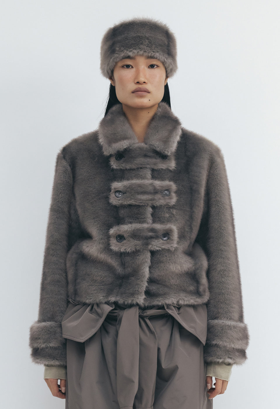 OPEN YY FAUX FUR TAB TOGGLE JACKET, GRAY – SeoulSeoul
