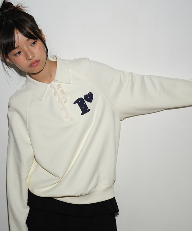 トップス RONRON DOT R FRILL COLLAR SWEATSHIRT RONRON DOT R FRILL COLLAR SWEATSHIRT CREAM – SeoulSeoul