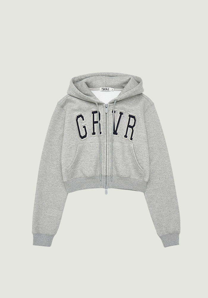 GROVE GRVR パーカー グレー 韓国 GROVE GRVR CROP HOODIE ZIP-UP – SeoulSeoul