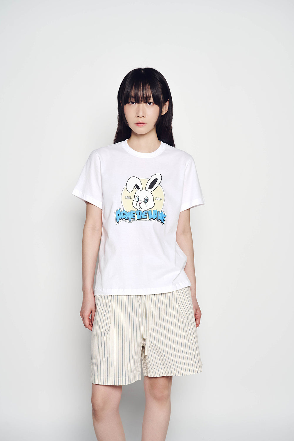 【ADLV】 WOMAN NINETIES RETRO BUNNY SHORT SLEEVE T-SHIRT acmé de la vie ADLV WOMAN NINETIES RETRO BUNNY SHORT SLEEVE