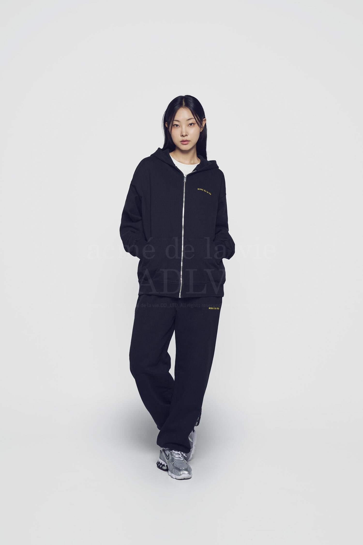 【ADLV】 BASIC BIO WASHING HOODIE ZIP UP /追跡付 acmé de la vie ADLV BASIC BIO WASHING HOODIE ZIP UP BLACK