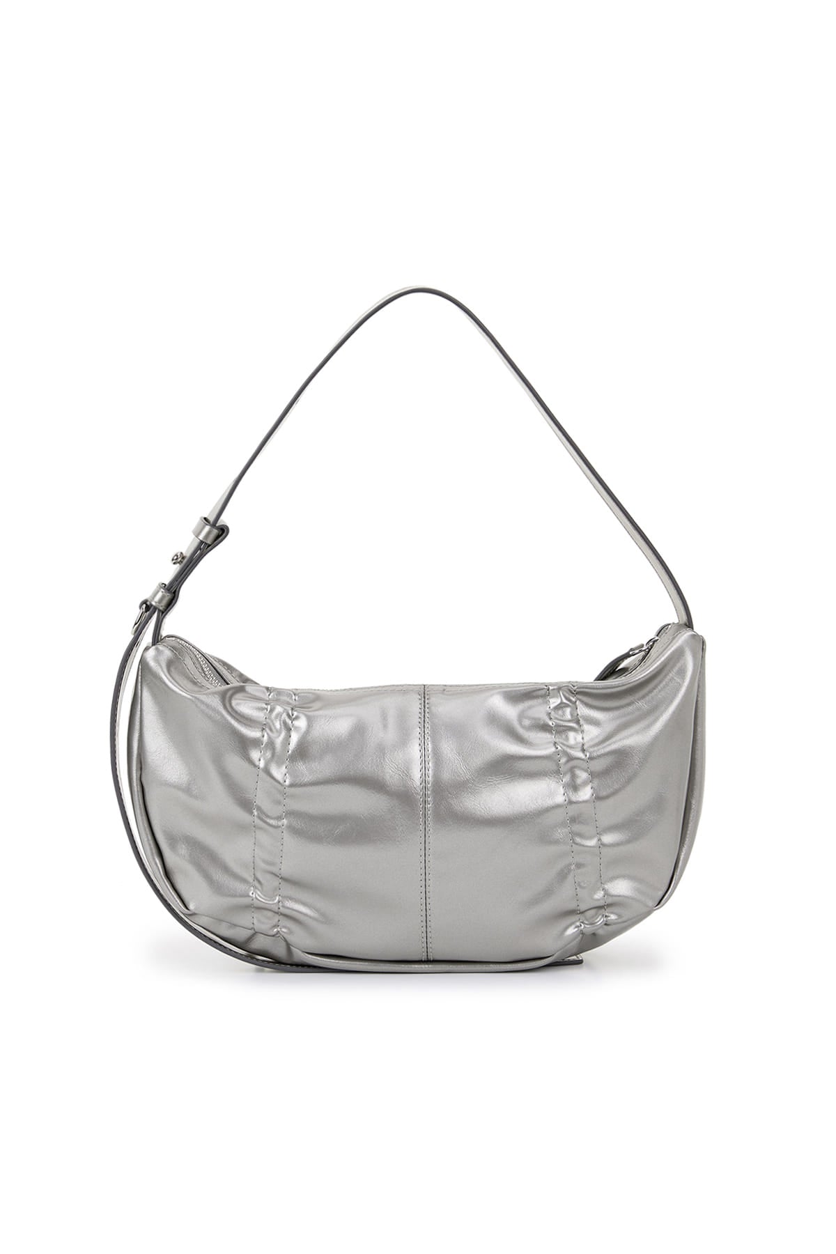 MATIN KIM HALF SHIRRING RIBBON ROUND BAG IN DARK SILVER – SeoulSeoul