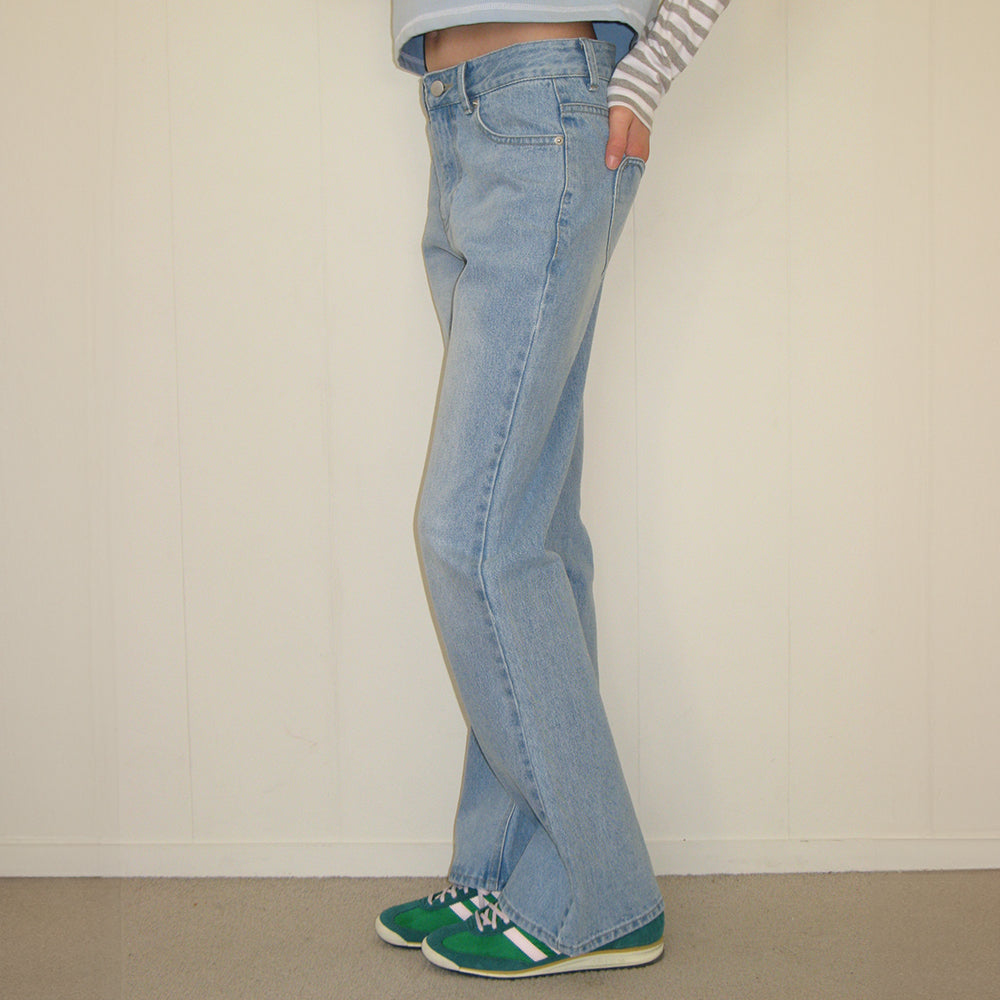 RONRON BACK HEART STITCH POCKET BOOTSCUT DENIM PANTS LIGHT
