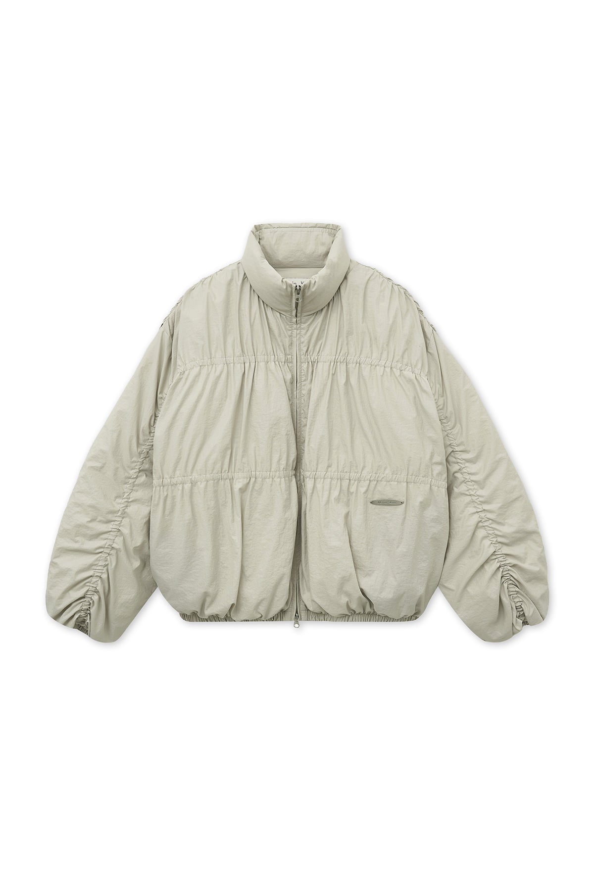 MATIN KIM HIGH NECK SHIRRING DOWN JUMPER IN LIGHT BEIGE – SeoulSeoul