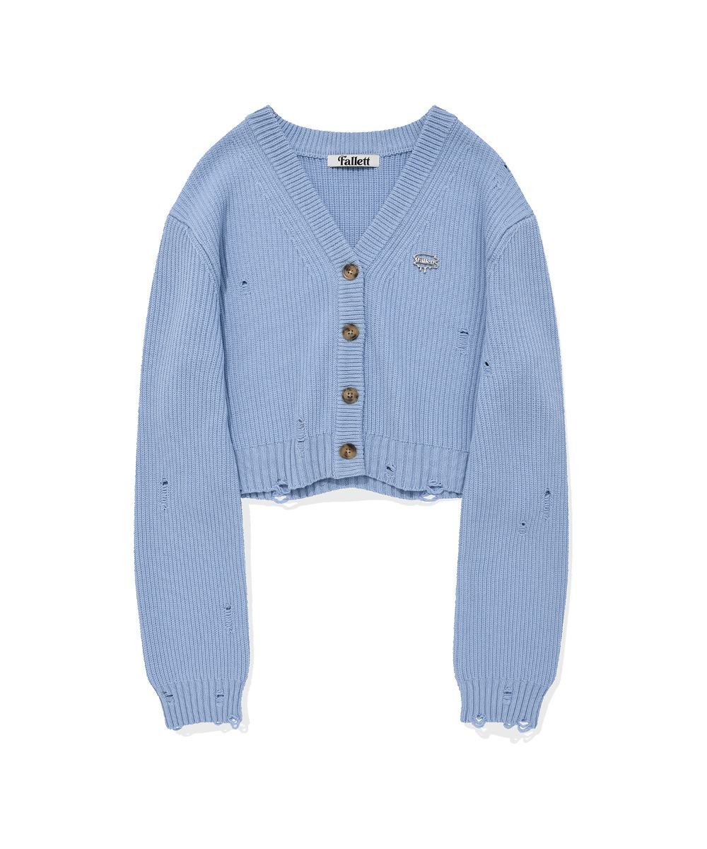 アウターその他 Fallett Damaged knit cardigan sky blue FA2401KT08BL 919a55bd4bbf18a2df7a3f88489fe9