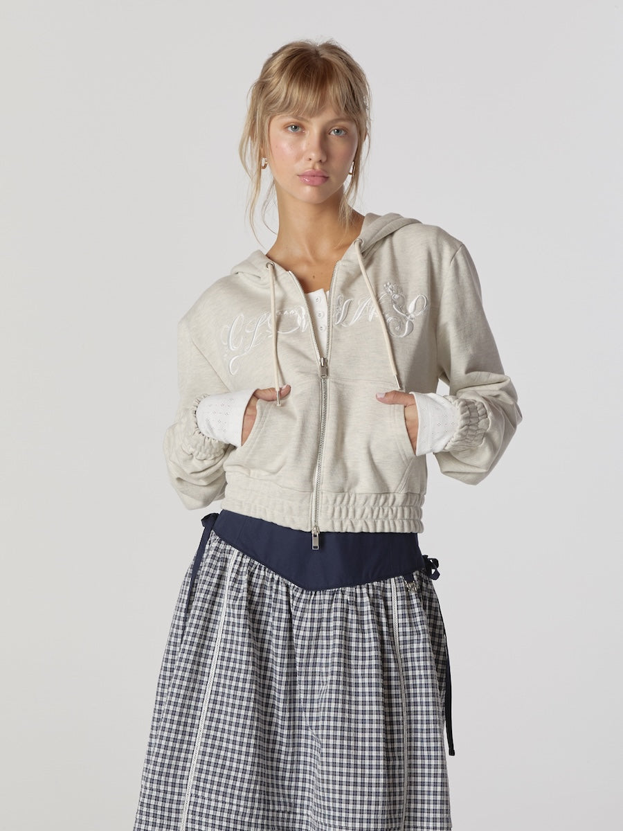 ★GLOWNY★ BONNIE CROP ZIP UP OATMEAL GLOWNY BONNIE CROP ZIP UP (OATMEAL) – SeoulSeoul