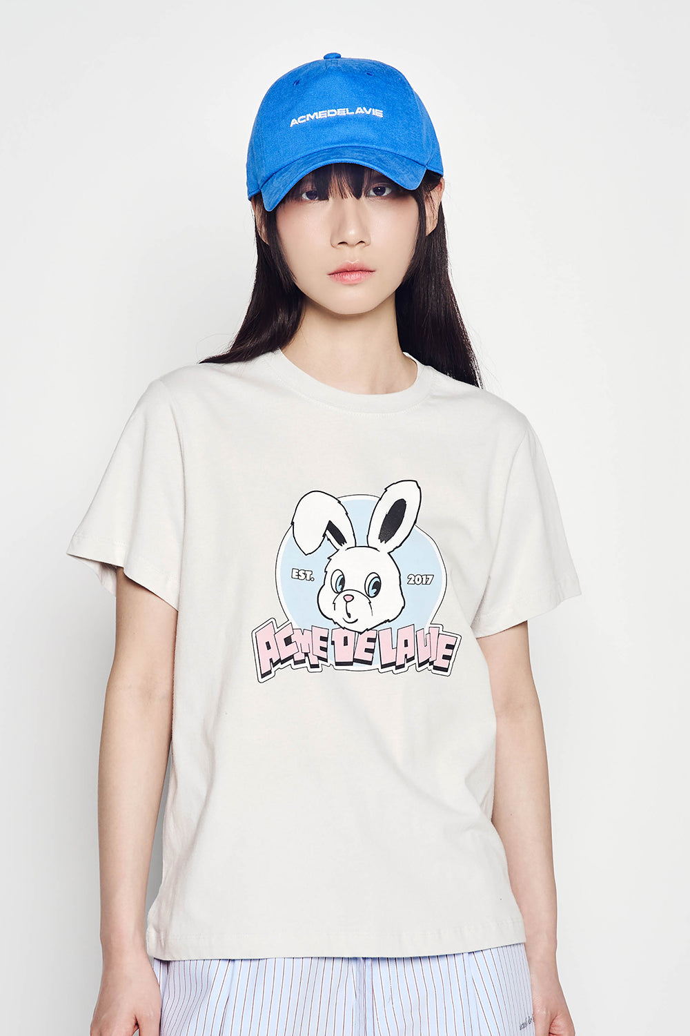 【ADLV】 WOMAN NINETIES RETRO BUNNY SHORT SLEEVE T-SHIRT acmé de la vie ADLV WOMAN NINETIES RETRO BUNNY SHORT SLEEVE