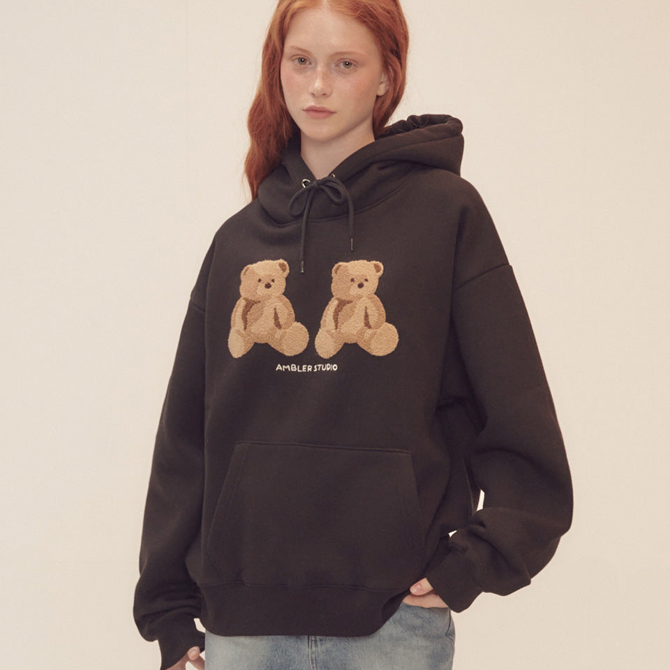 ★韓国の人気★【Ambler】★School look bear Over fit Hoodi.e ☆送料・関税込☆Ambler☆School look bear Over fit Hoodi.e