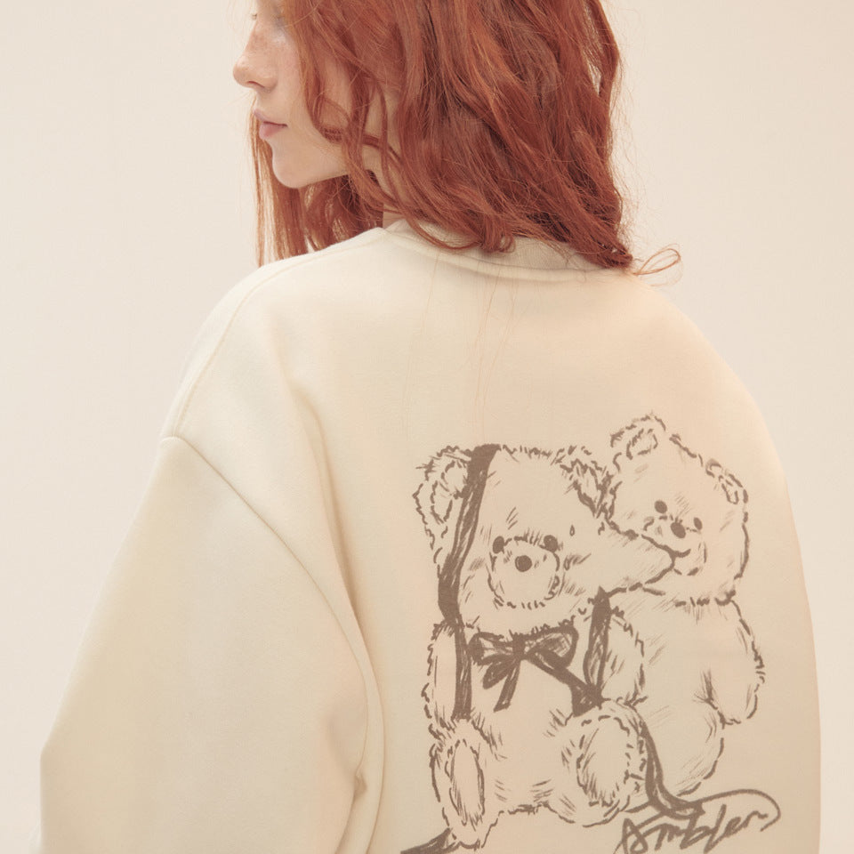 Tシャツ・カットソー +AMBLER+ Love Chu Bear Sweatshirt Beige AMM1215 AMBLER Love Chu Bear Overfit Sweatshirt – SeoulSeoul