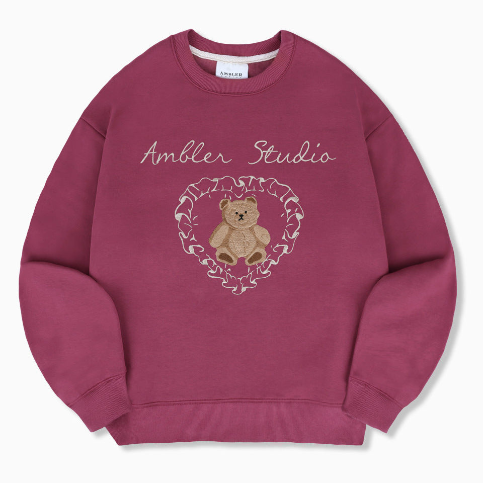 Tシャツ・カットソー +AMBLER+ Cozy bear sweatshirt purple AMM1221 AMBLER Cozy Bear Overfit Sweatshirt – SeoulSeoul