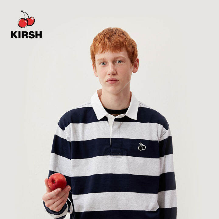 ★KIRSH★ Striped rugby slim fit t-shirt beige IN STOCK】KIRSH UNI STRIPE RUGBY TSHIRT – SeoulSeoul