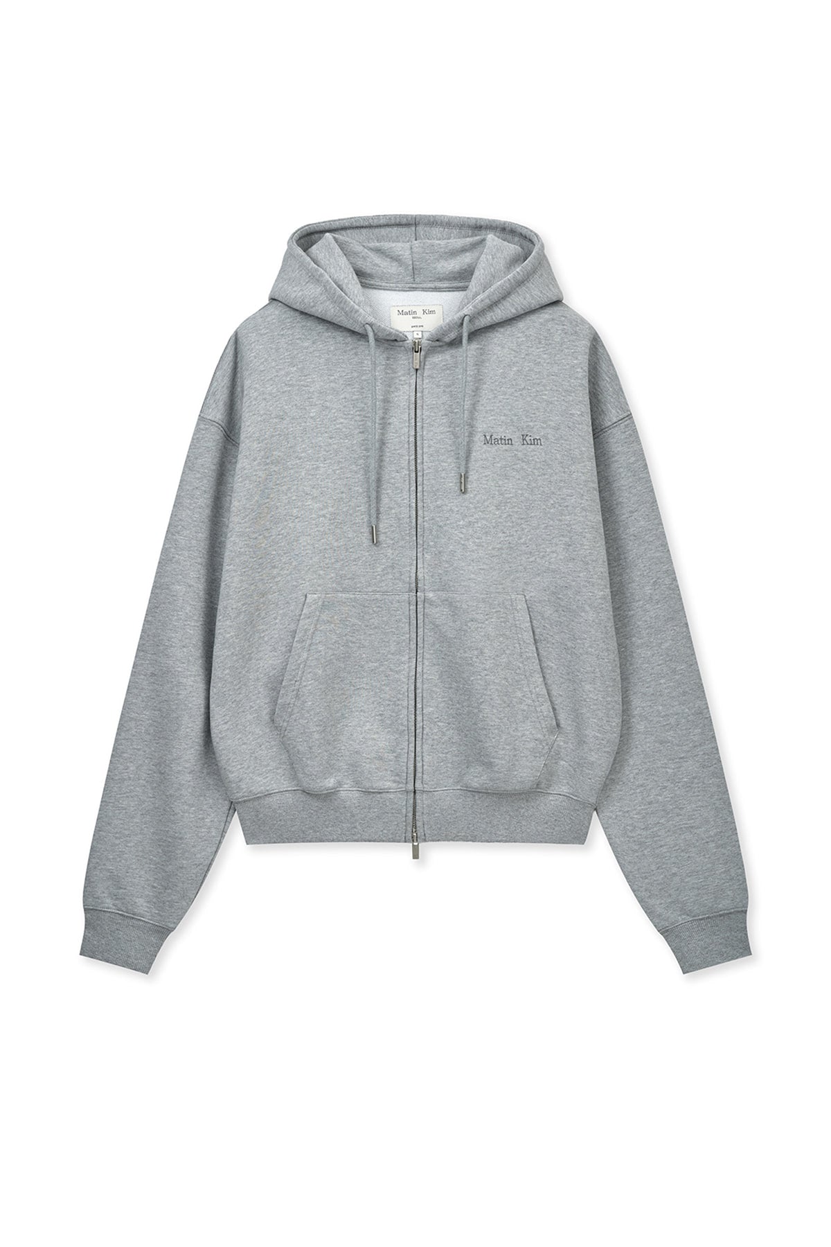 Matin Kim Back Logo Essential Hoody Zip Up - Grey | Authentic
