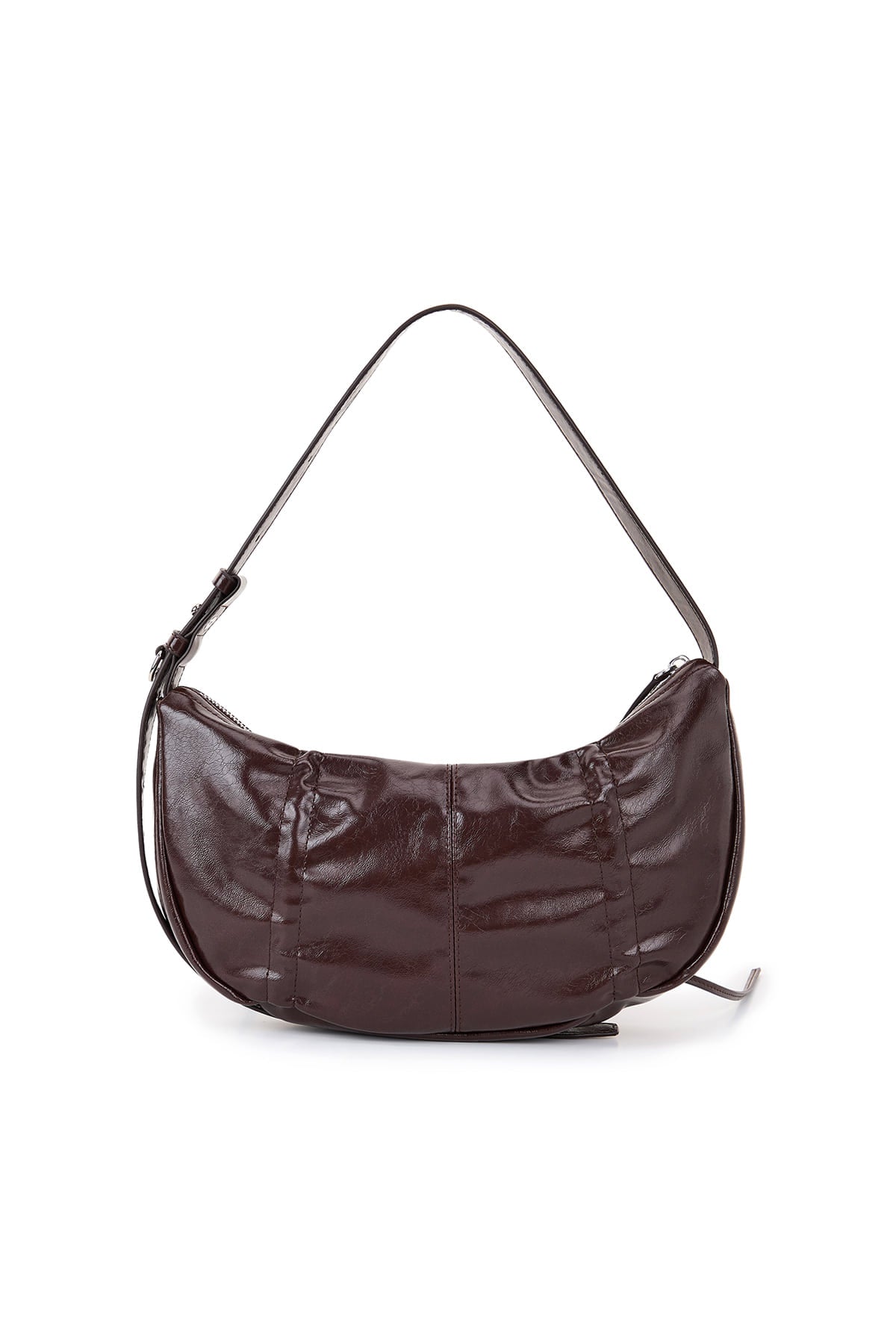 MATIN KIM HALF SHIRRING RIBBON ROUND BAG IN DARK BROWN – SeoulSeoul