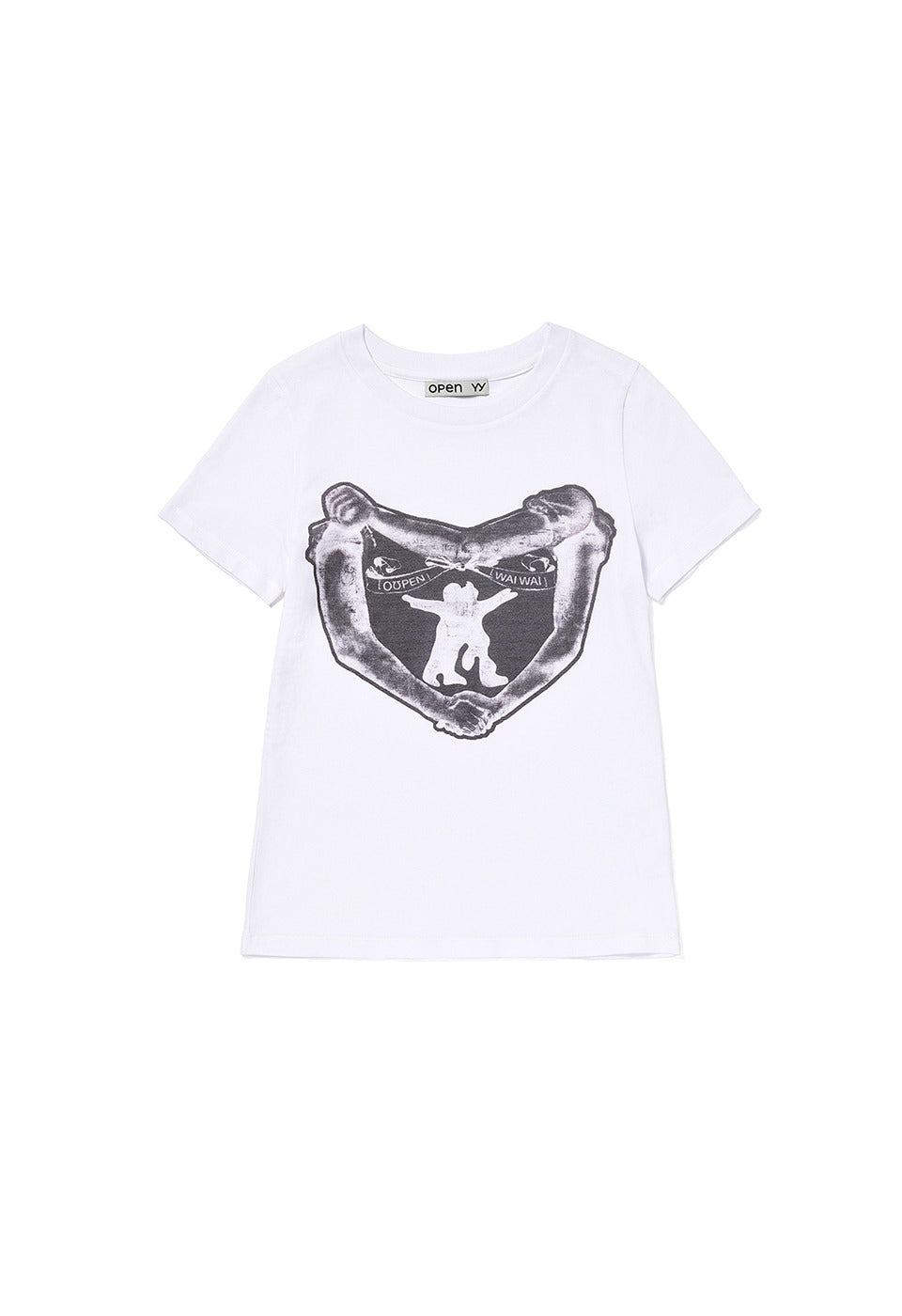 配送員設置 OPEN YY YY HUG&HEART T-SHIRT, WHITE – SeoulSeoul トップス