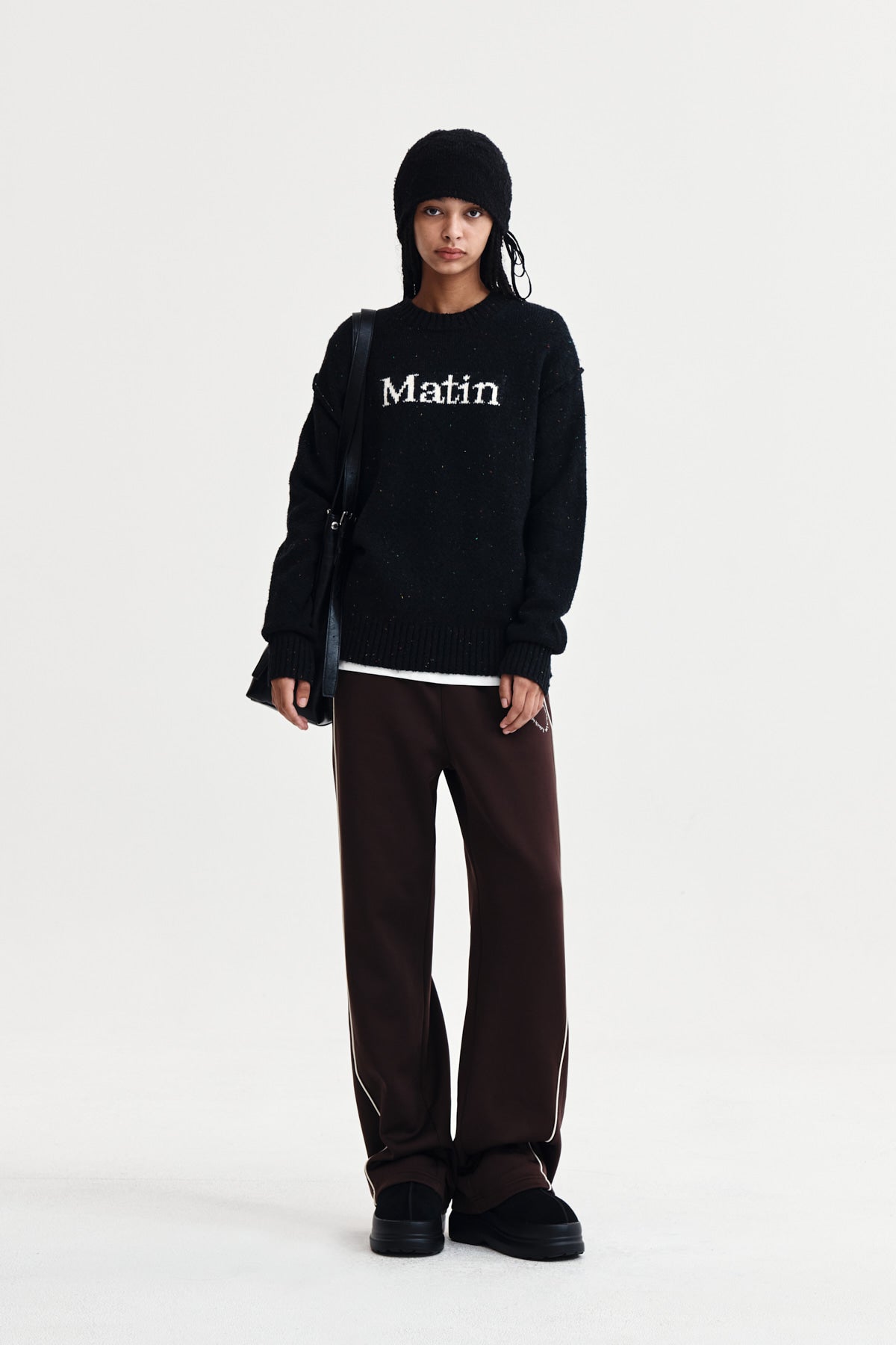 MATIN KIM MATIN MIXED YARN KNIT PULLOVER IN DARK NAVY – SeoulSeoul